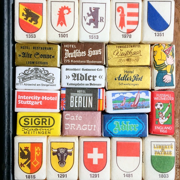 Teile einer Zuckerstückchensammlung