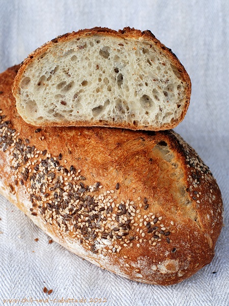 Brot mit Leinsamen und Sesam – Chili und Ciabatta